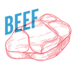 Outline of Beef with word 'beef' over it