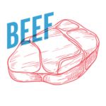 Outline of Beef with word BEEF over it